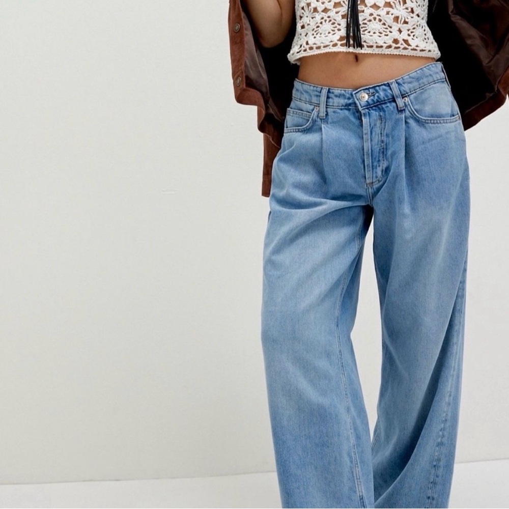 Free people- guessing game-Light Blue Wide Leg Jeans